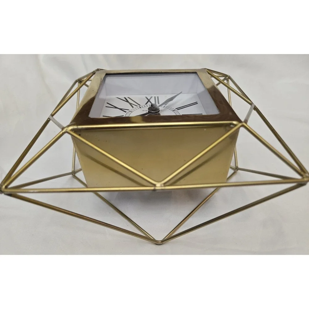 Vintage MCM 49 Bond Street London Desk/Mantel/Tabletop Clock Gold Metallic WORKS